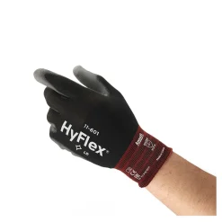 Ansell HyFlex 11-601 Mehrzweckhandschuhe mit Polyurethan-Beschichtung schwarz/grau, VE 12 Paar