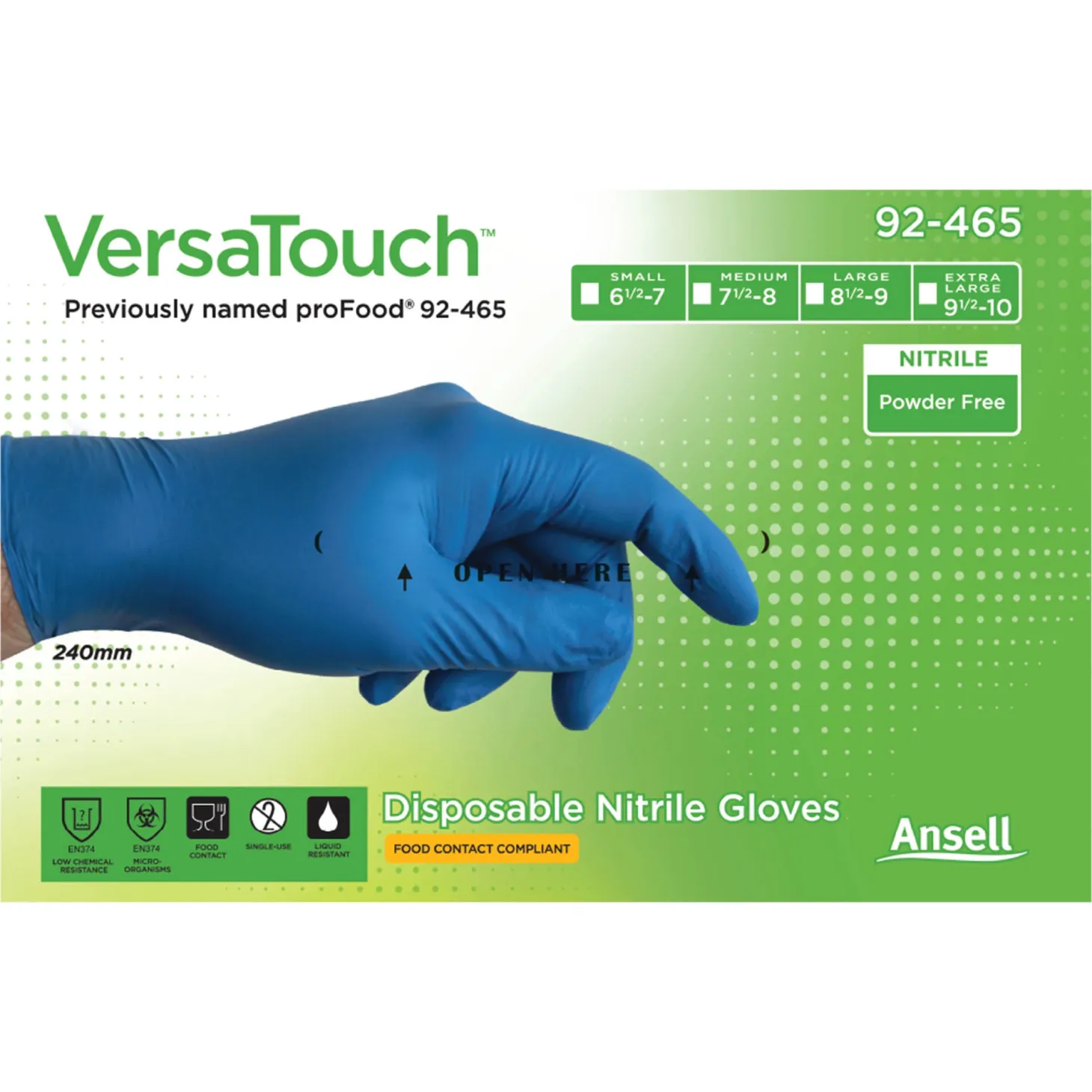 Ansell VersaTouch 92-465 Nitrilhandschuhe blau puderfrei, VE 1000 Stück