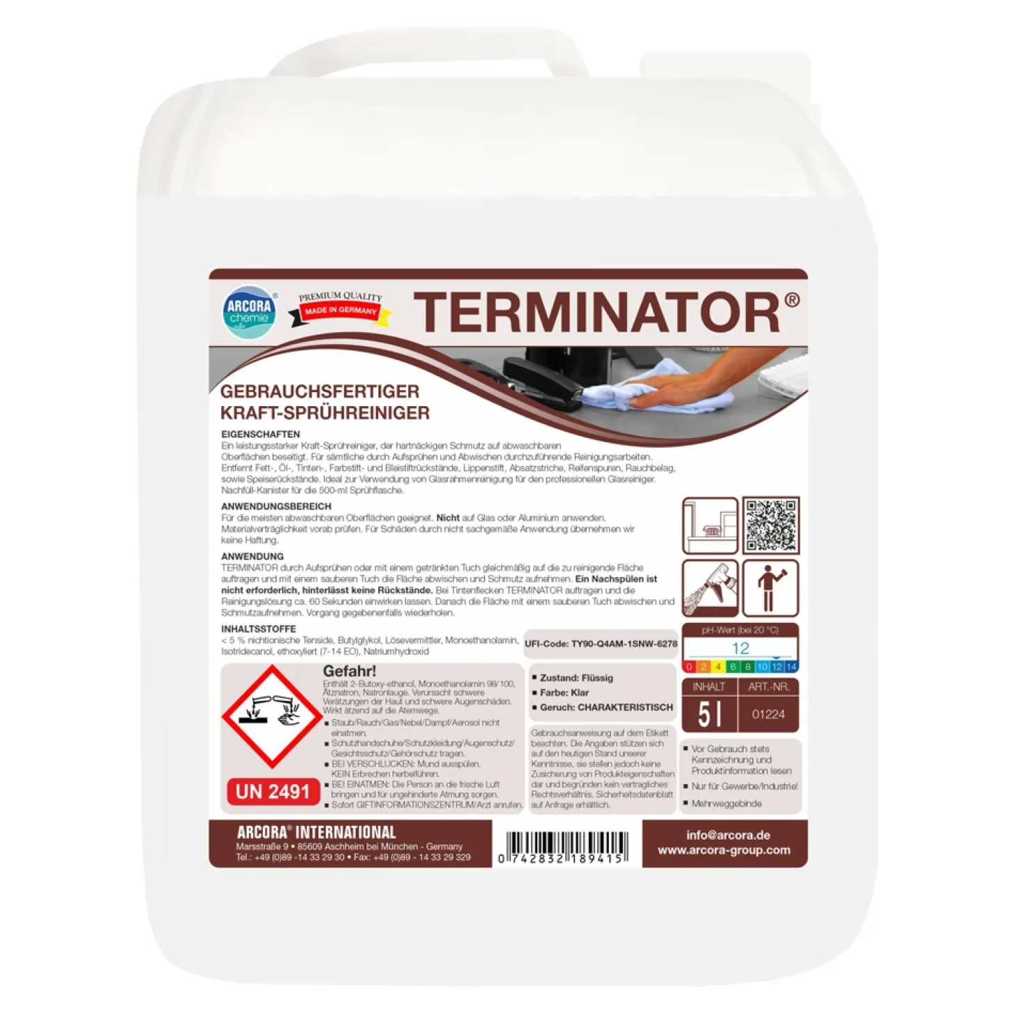 Arcora Terminator Kraft-Sprühreiniger und Fleckenentferner