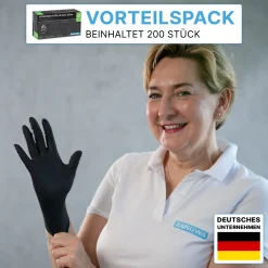 ARNOMED CLASSIC NITRIL BLACK 200er Nitrilhandschuhe schwarz puderfrei, VE 200 Stück