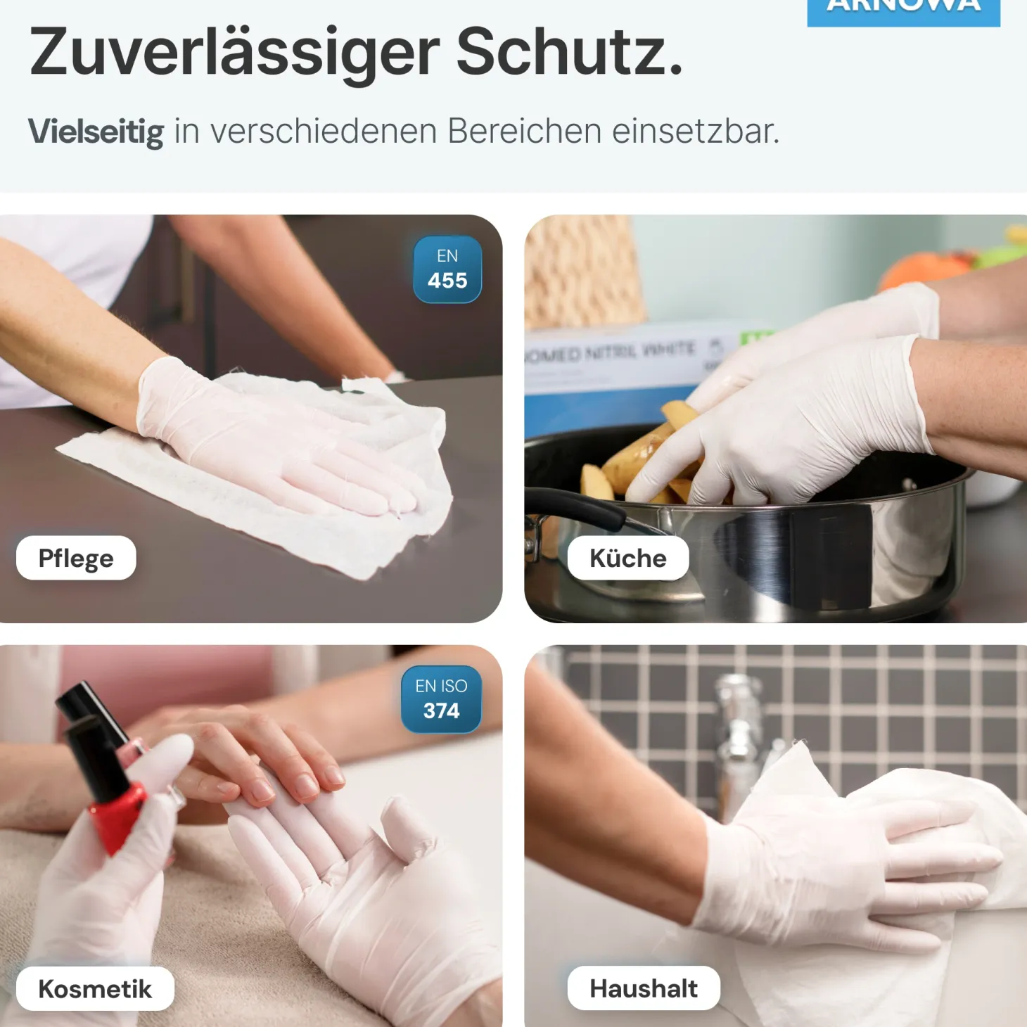ARNOMED CLASSIC NITRIL WHITE Nitrilhandschuhe weiß puderfrei, VE 100 Stück