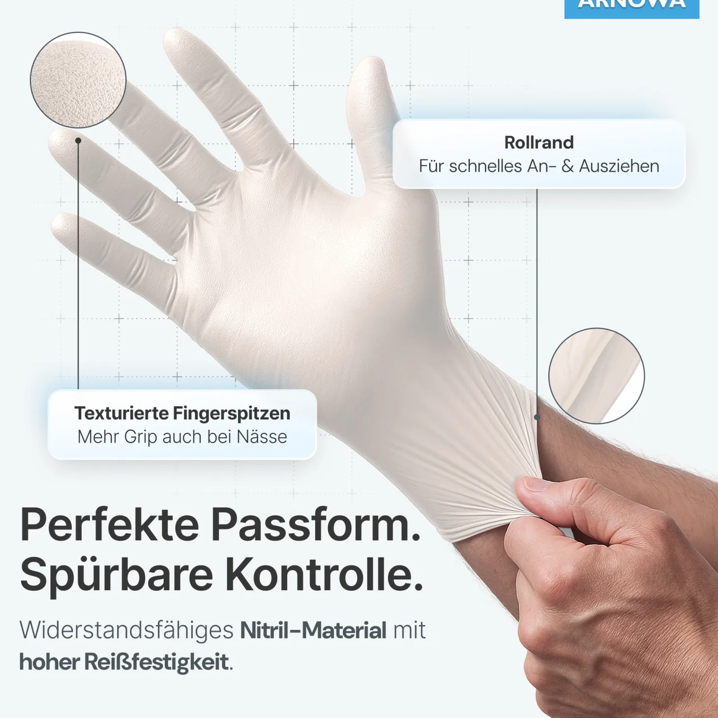 ARNOMED CLASSIC NITRIL WHITE Nitrilhandschuhe weiß puderfrei, VE 100 Stück