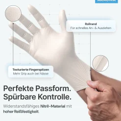 ARNOMED CLASSIC NITRIL WHITE 200er Nitrilhandschuhe weiß puderfrei, VE 200 Stück