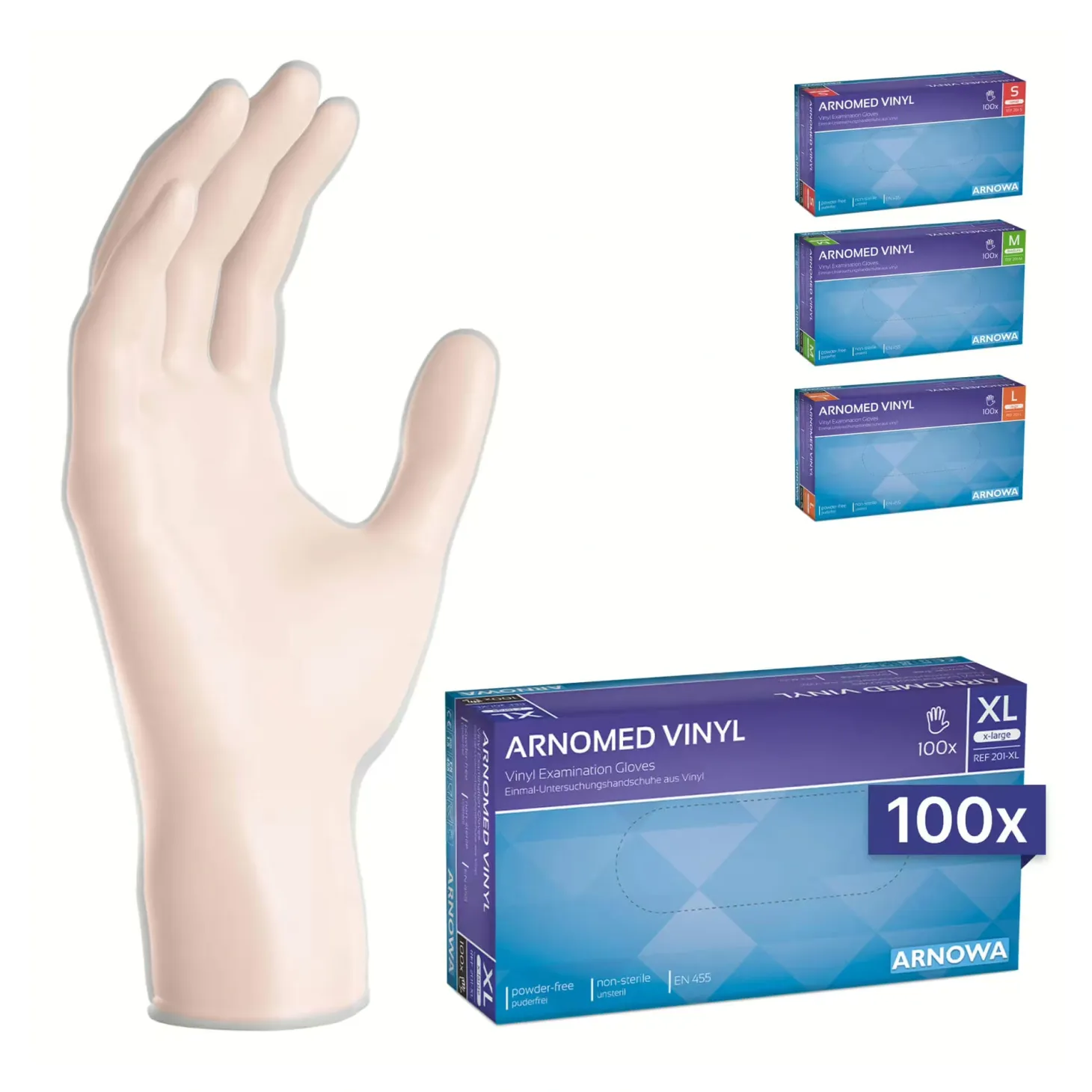ARNOMED CLASSIC VINYL PF Vinylhandschuhe transparent puderfrei, VE 100 Stück