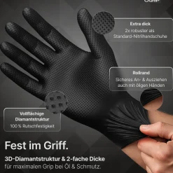 ARNOMED PROGRIP NITRIL DIAMOND BLACK Nitrilhandschuhe schwarz puderfrei, VE 50 Stück