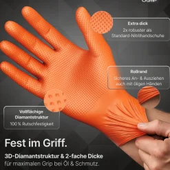 ARNOMED PROGRIP NITRIL DIAMOND ORANGE Nitrilhandschuhe orange puderfrei, VE 50 Stück