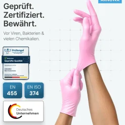 ARNOMED RAINBOW NITRIL BLOSSOM ROSE Nitrilhandschuhe rosa puderfrei, VE 100 Stück