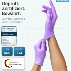 ARNOMED RAINBOW NITRIL LAVENDER VIOLET Nitrilhandschuhe lila puderfrei, VE 100 Stück