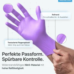 ARNOMED RAINBOW NITRIL LAVENDER VIOLET Nitrilhandschuhe lila puderfrei, VE 100 Stück