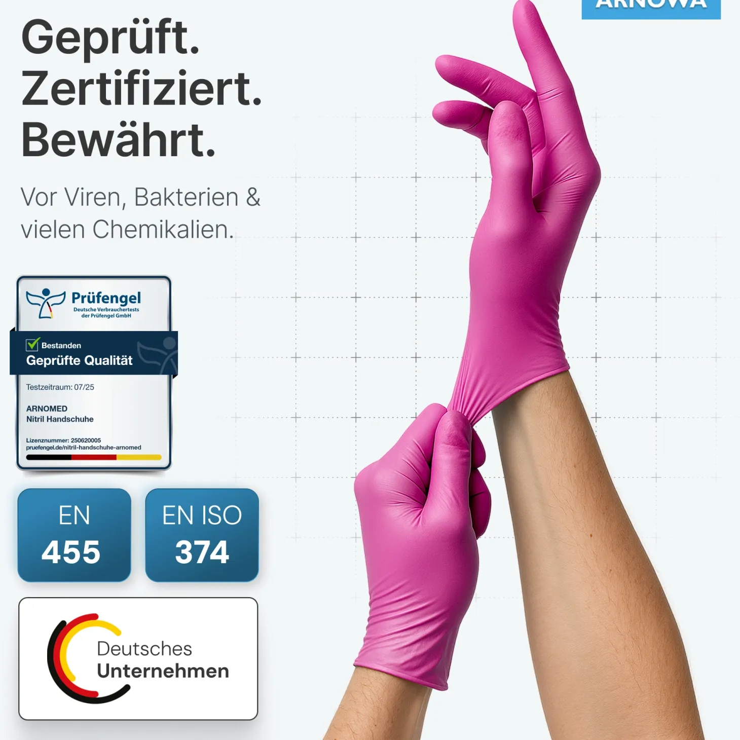 ARNOMED RAINBOW NITRIL MAGNOLIA PINK Nitrilhandschuhe pink puderfrei, VE 100 Stück