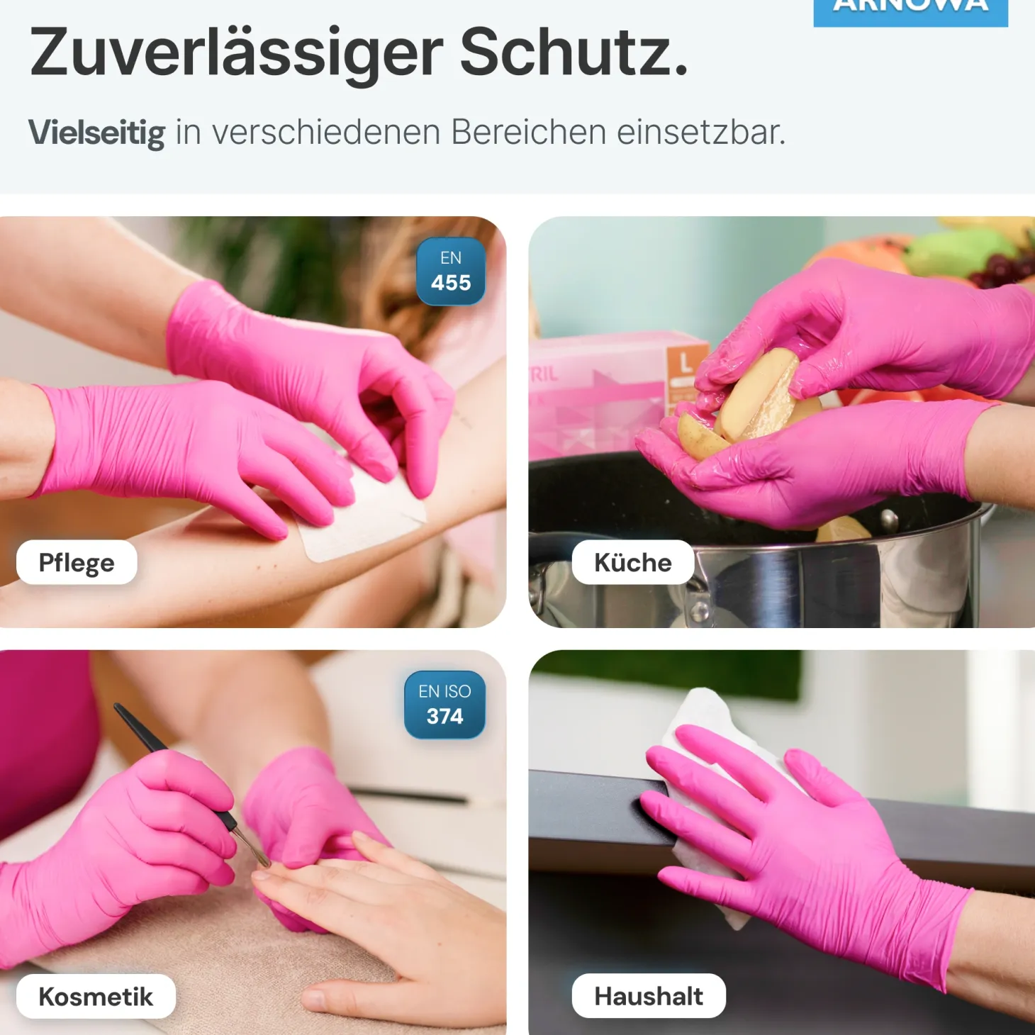ARNOMED RAINBOW NITRIL MAGNOLIA PINK Nitrilhandschuhe pink puderfrei, VE 100 Stück