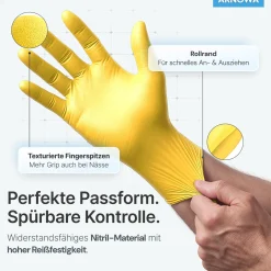 ARNOMED RAINBOW NITRIL SUNFLOWER YELLOW Nitrilhandschuhe gelb puderfrei, VE 100 Stück