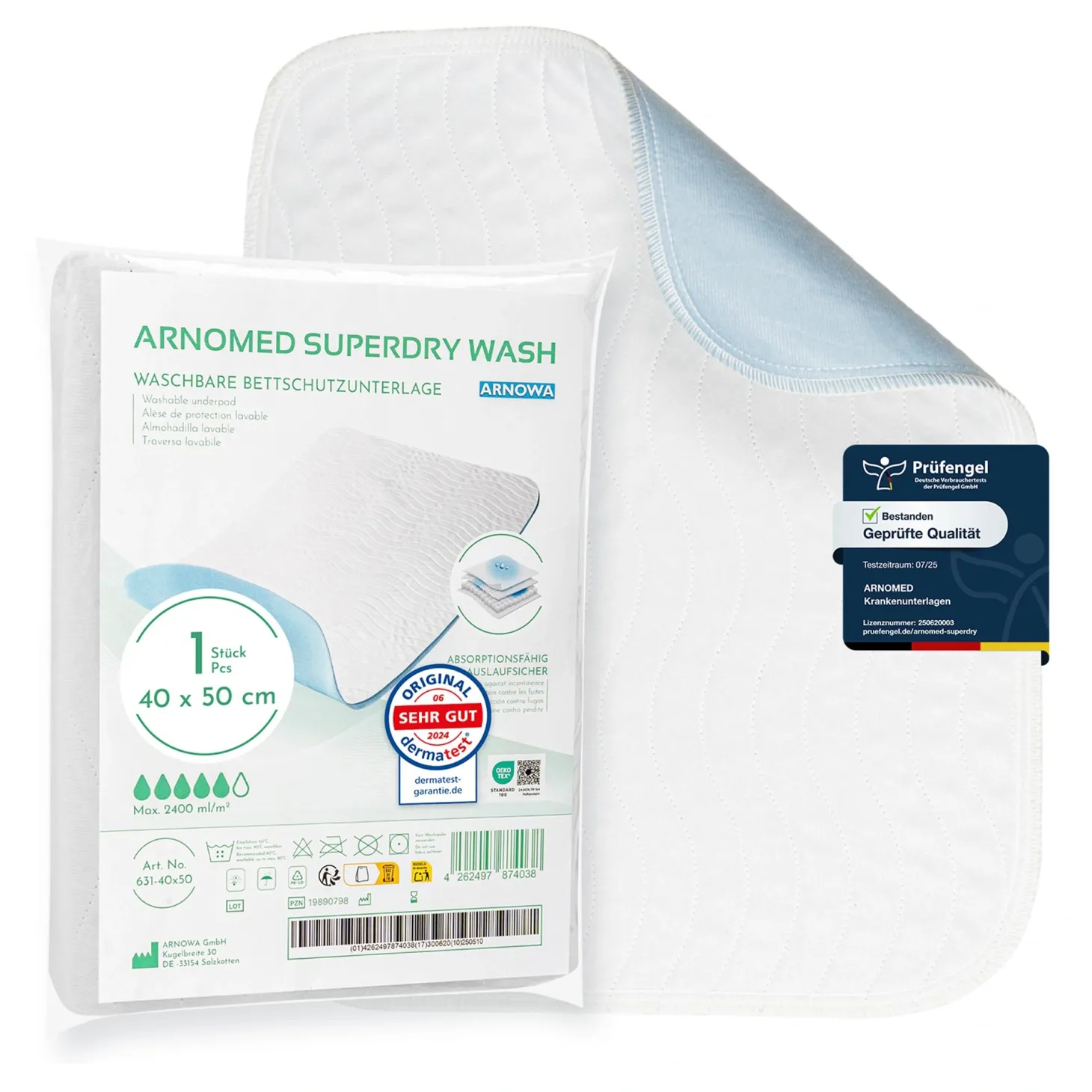 ARNOMED SUPERDRY WASH Waschbare Bettschutzunterlage, 1 Stück