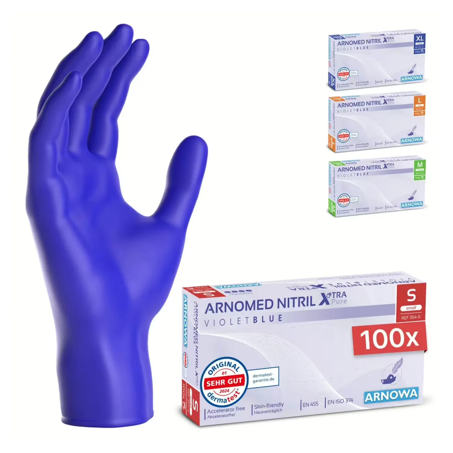 ARNOMED XTRA PURE NITRIL VIOLET BLUE Nitrilhandschuhe violettblau puderfrei, VE 100 Stück