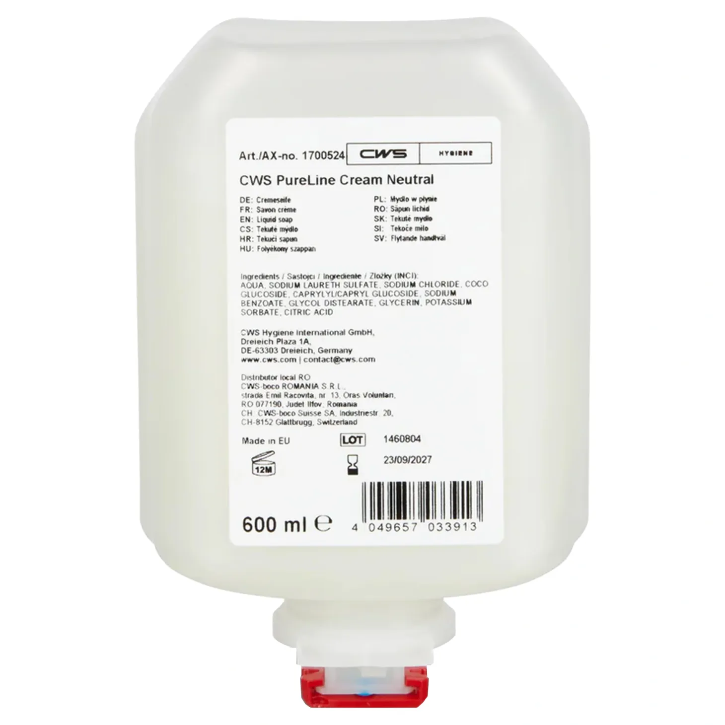 CWS PureLine Cream Neutral Cremeseife 8 x 600 ml