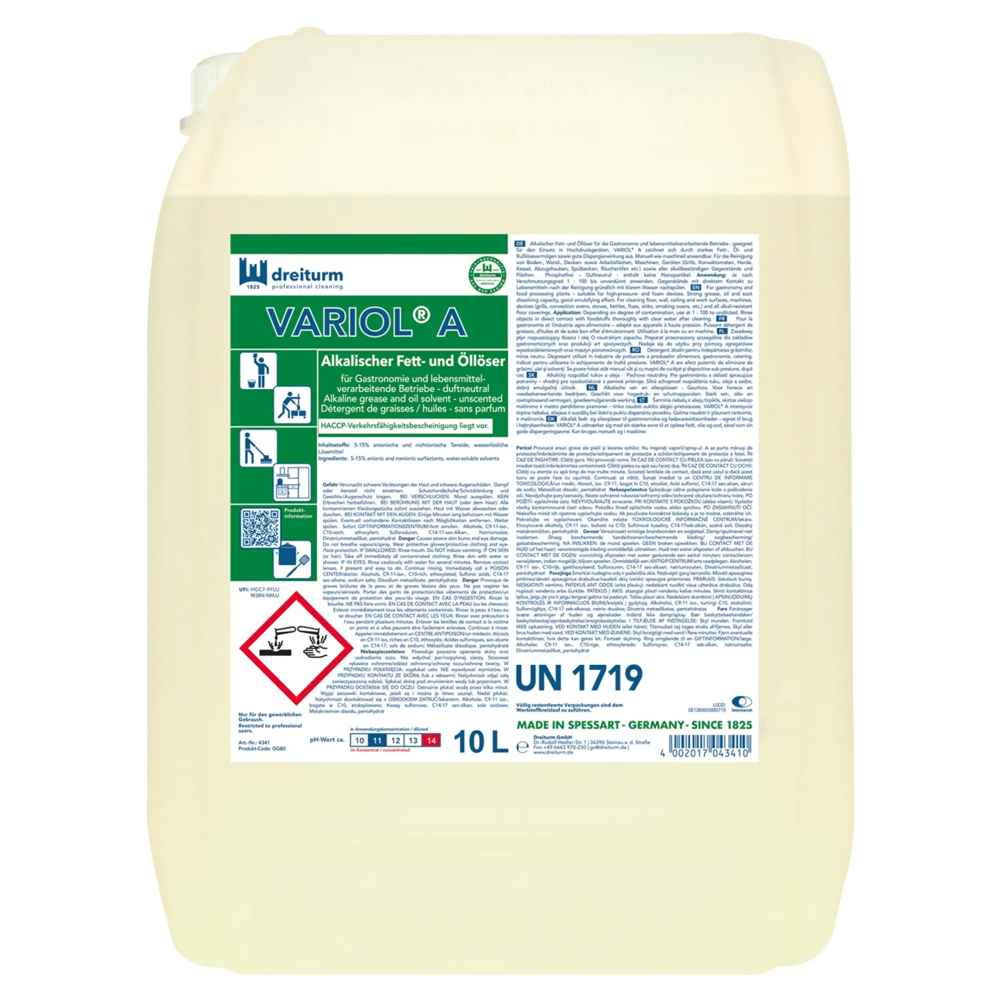 Dreiturm VARIOL A alkalischer Fett- und Öllöser, parfümfrei