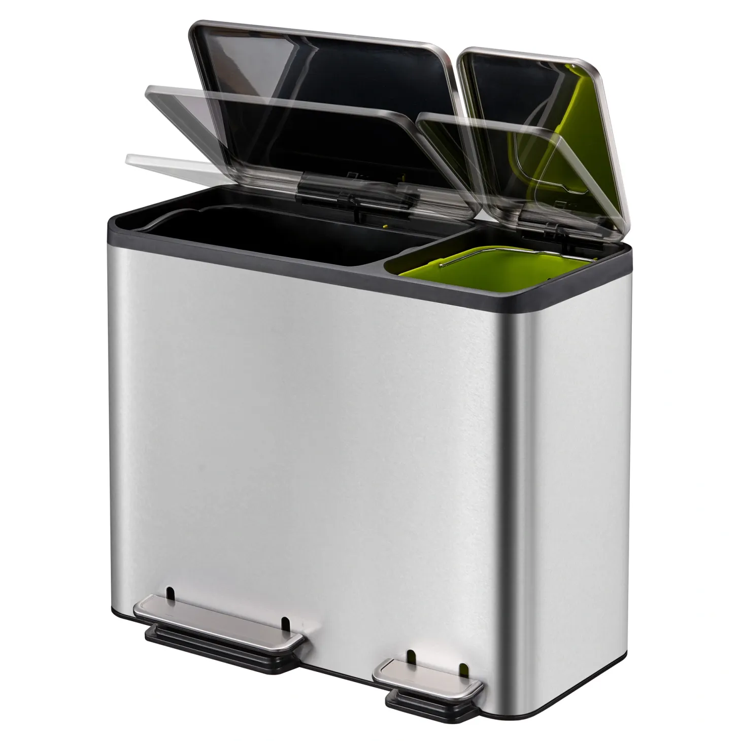 EKO EcoCasa Tretmülltrenner Edelstahl 1x30 und 1x15 Liter