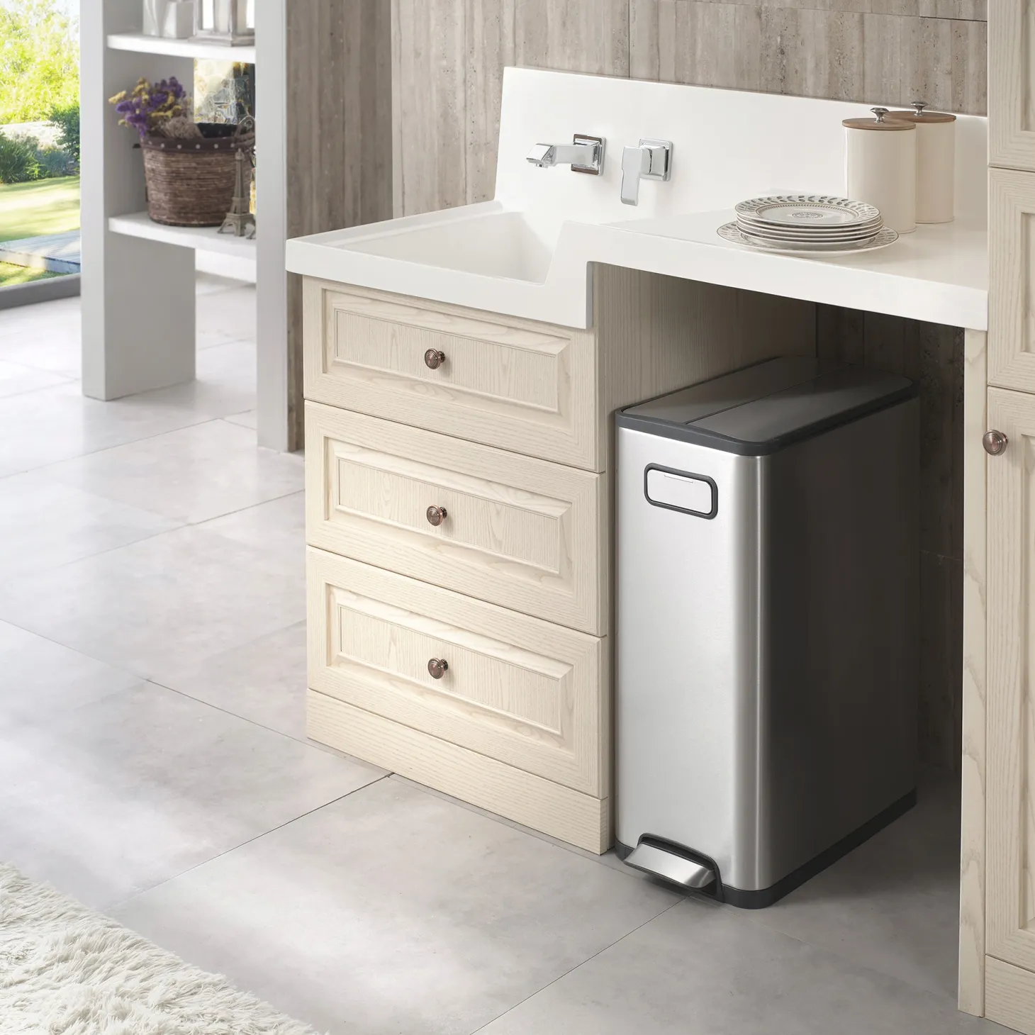 EKO Ecofly Tretmülleimer Edelstahl 45 Liter