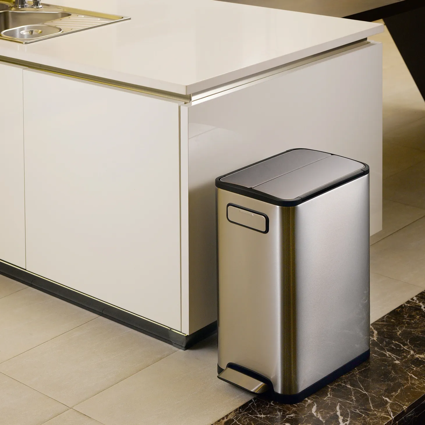 EKO Ecofly Tretmülleimer Edelstahl 45 Liter