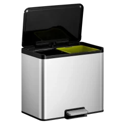 EKO Essential 2 Recycler Treteimer 2 x 15 Liter Klappdeckel Edelstahl mit Pedal