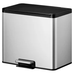 EKO Essential 2 Recycler Treteimer 2 x 15 Liter Klappdeckel Edelstahl mit Pedal