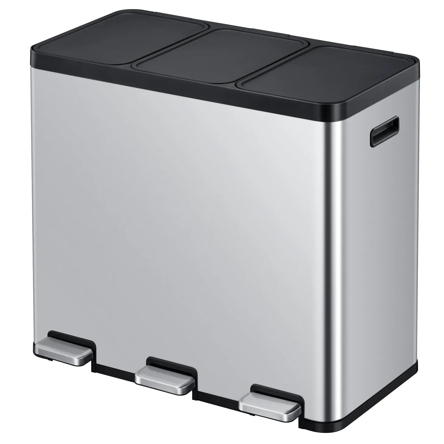EKO Essential 1 Recycler Treteimer 3 x 20 Liter Klappdeckel Edelstahl mit Pedal