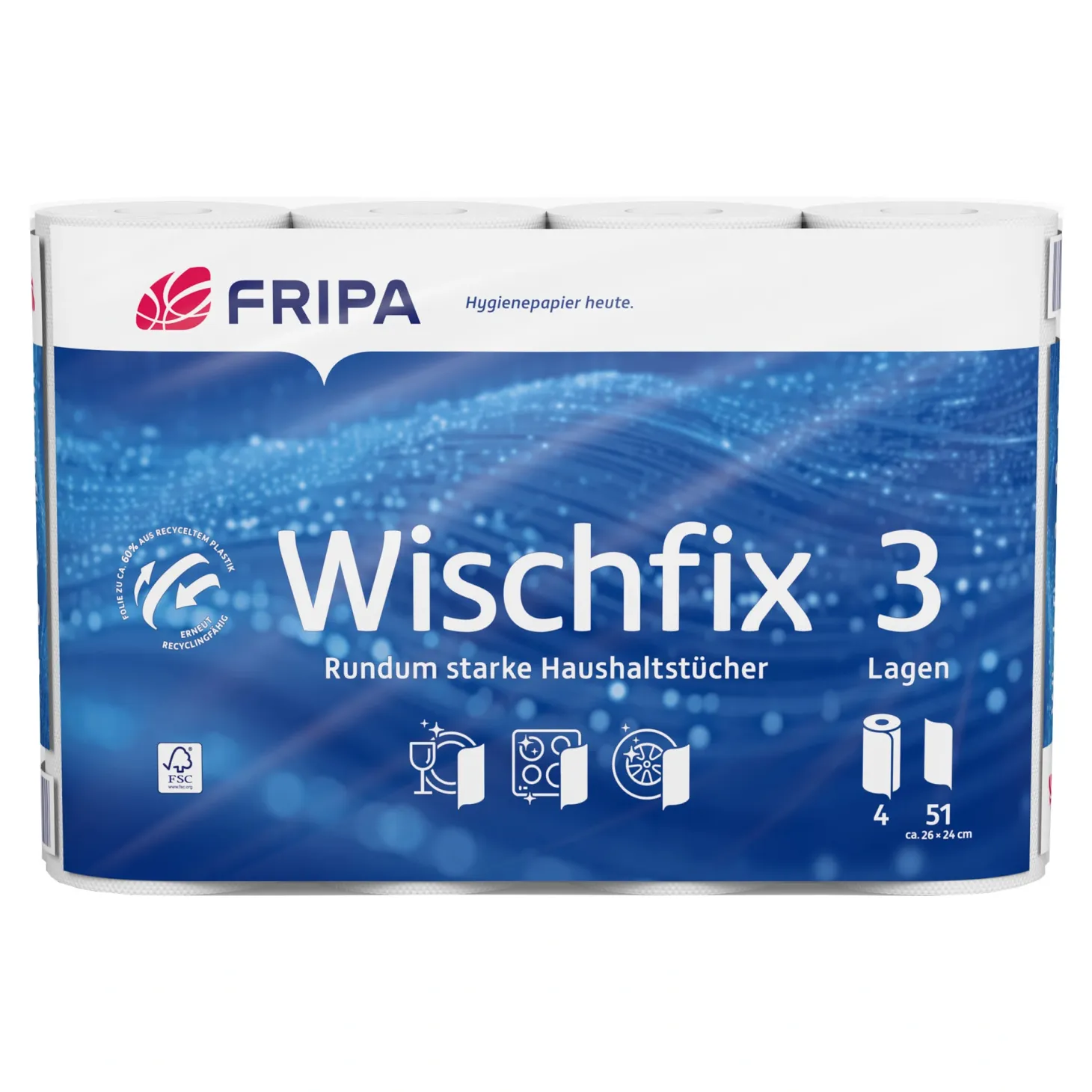 Fripa Küchenrollen Wischfix 3-lagig hochweiß