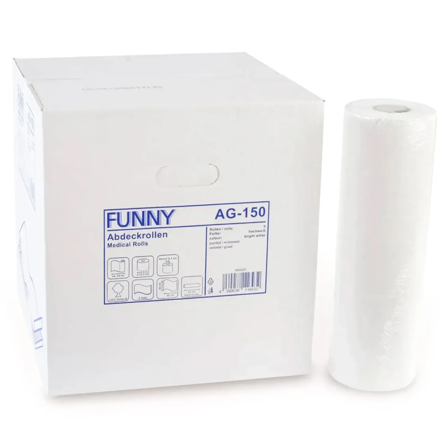 FUNNY Abdeckrollen hochweiß 2-lagig, 40 cm, 45 Meter