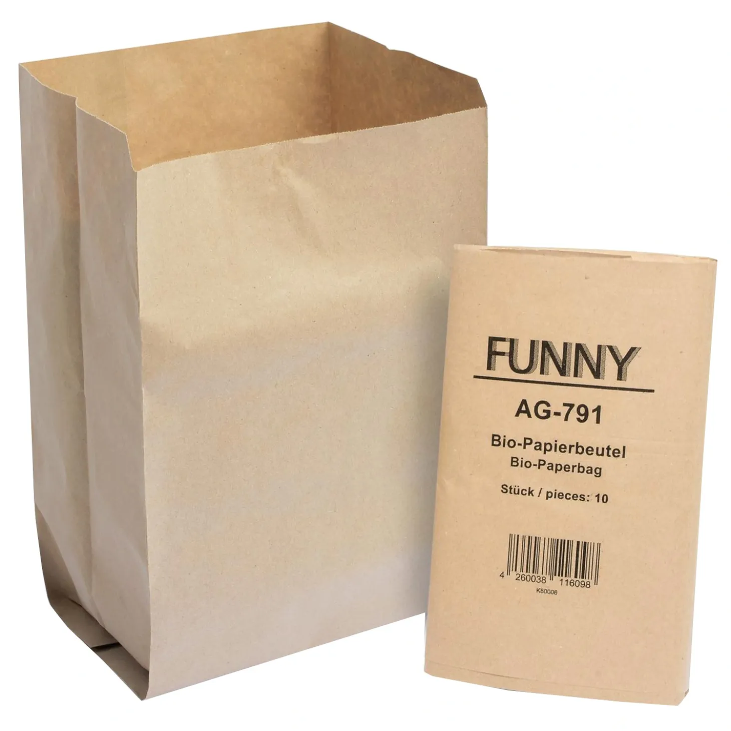 FUNNY Bio-Papierbeutel mit Seitenfalten 10 Liter, braun, unbedruckt