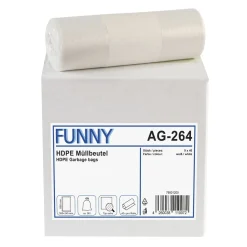 FUNNY HDPE Müllbeutel mit Seitenfalte 90 Liter extra, weiß, 7 my