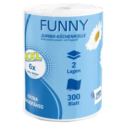 FUNNY Jumbo-Küchenrolle Zellstoff 2-lagig hochweiß