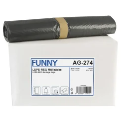 FUNNY LDPE-Regenerat Müllsäcke 140 Liter, grau, 44 my (Typ 70)