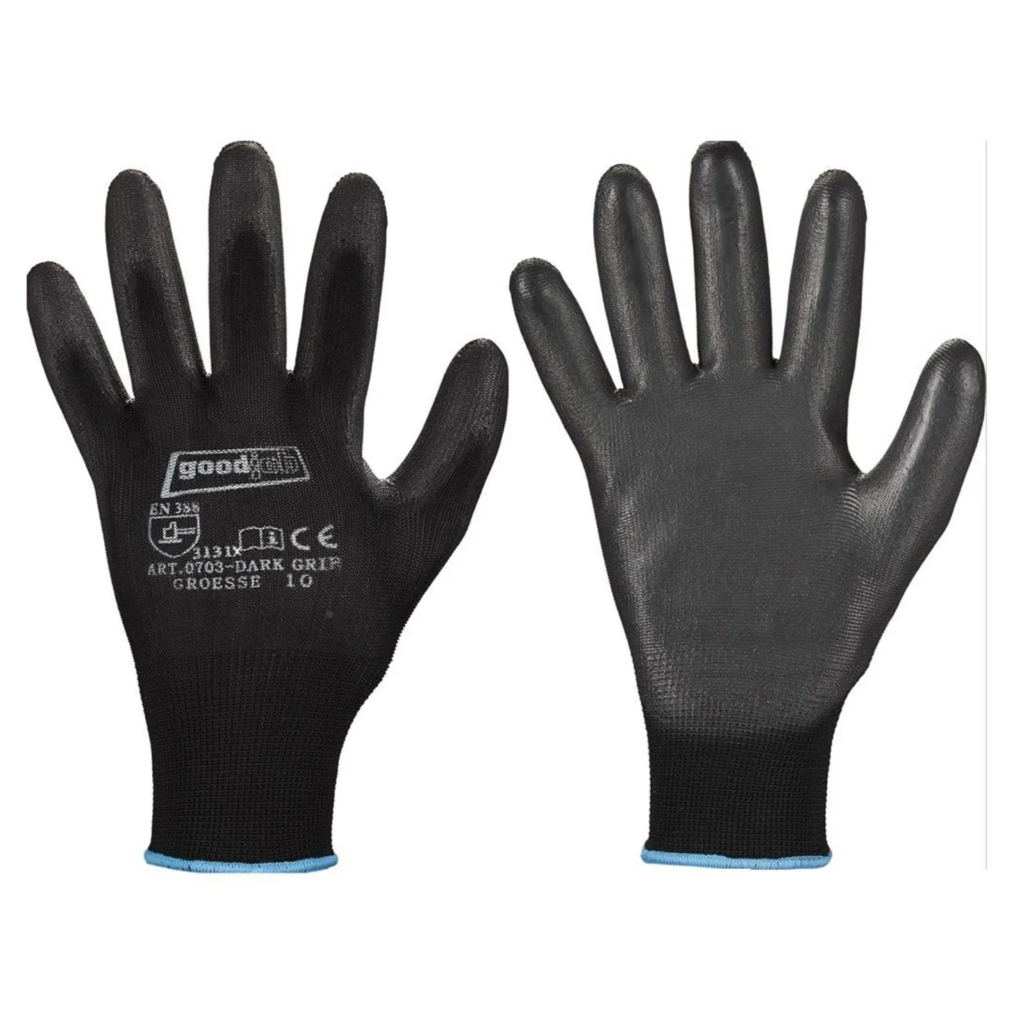 Goodjob Dark Grip 0703 Feinstrickhandschuhe mit Polyurethan-Beschichtung schwarz, VE 240 Paar