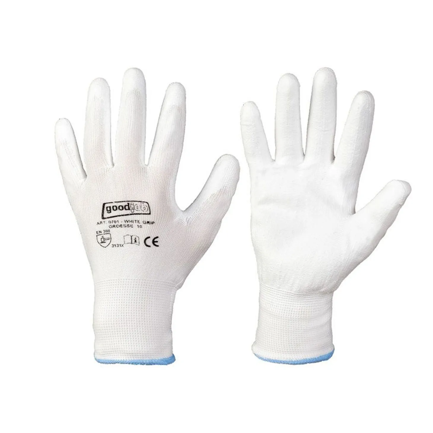 Goodjob White Grip 0701 Feinstrickhandschuhe mit Polyurethan-Beschichtung weiß, VE 240 Paar