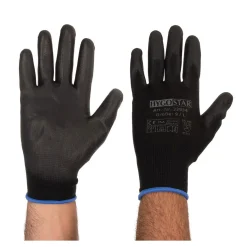 Hygostar Black Ace Arbeitshandschuhe mit Polyurethan-Beschichtung schwarz, VE 120 Paar
