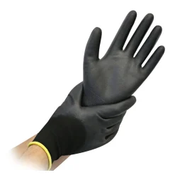 Hygostar Black Ace Feinstrickhandschuhe mit Polyurethan-Beschichtung schwarz, VE 120 Paar