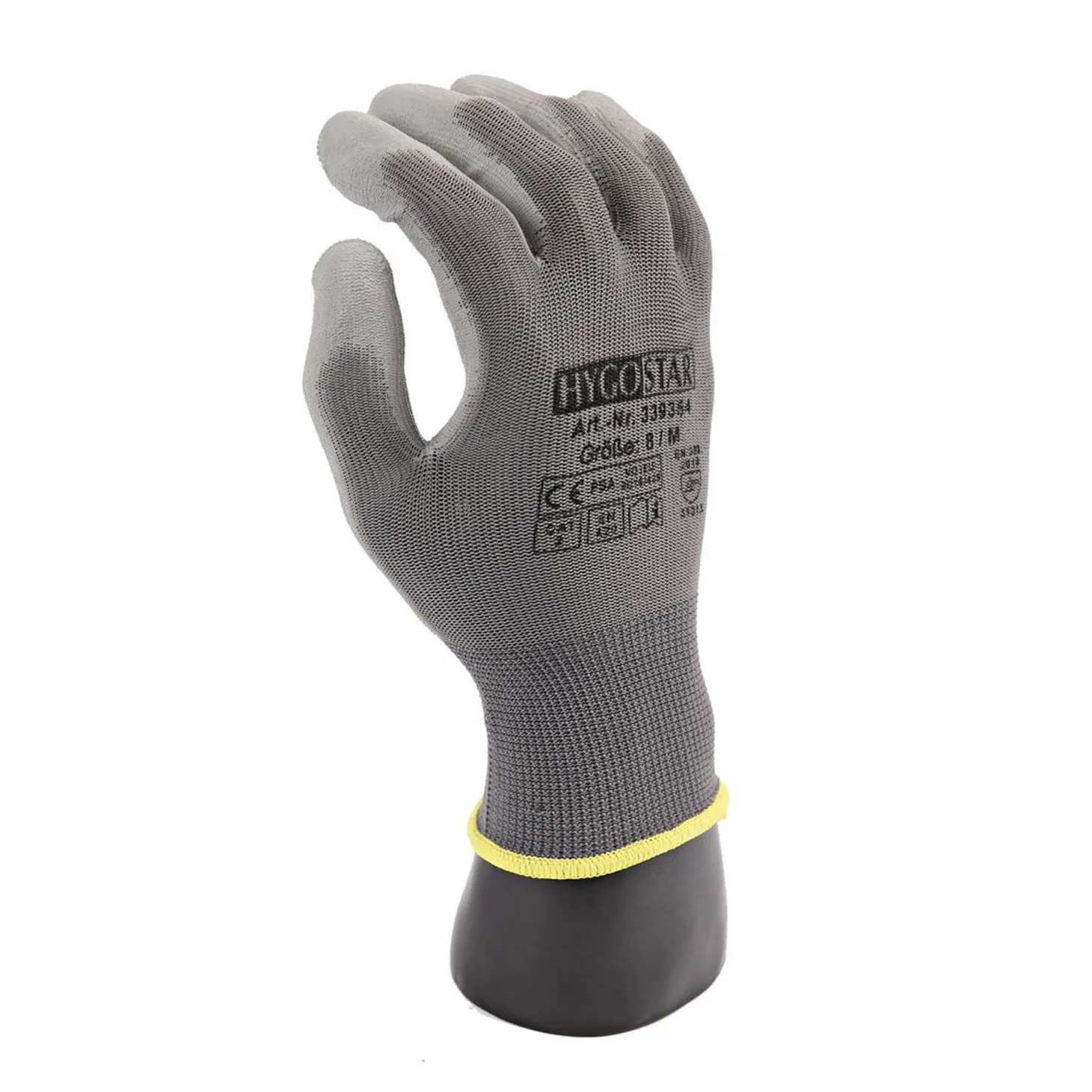 Hygostar Black Ace Feinstrickhandschuhe mit Polyurethan-Beschichtung grau, VE 120 Paar