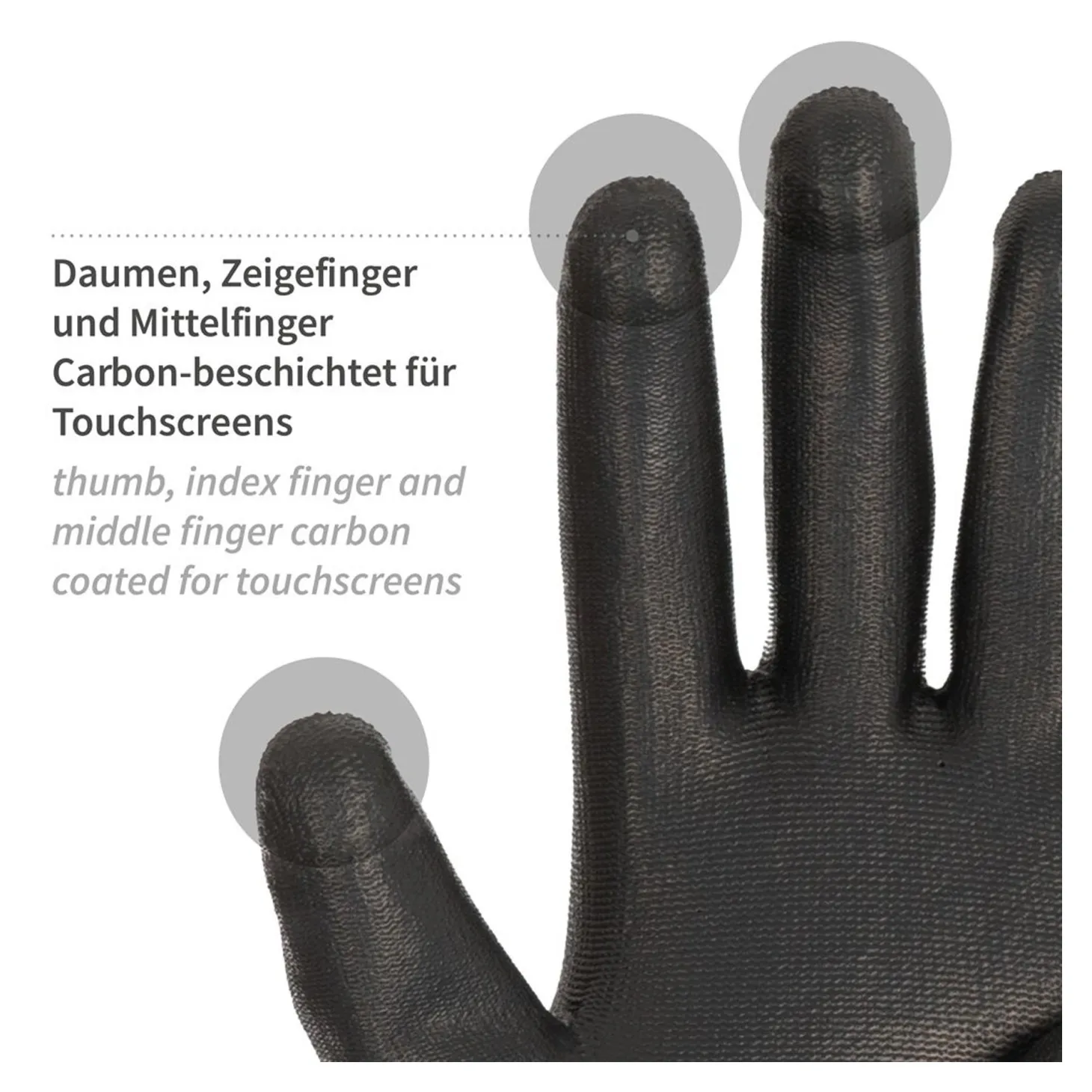 Hygostar Black Ace Touch Feinstrickhandschuhe mit Polyurethan-Beschichtung schwarz, VE 120 Paar