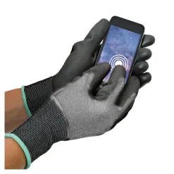 Hygostar Cut Safe Touch Schnittschutzhandschuhe mit Polyurethan-Beschichtung grau/schwarz, VE 100 Paar