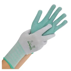 Hygostar Gripper Feinstrickhandschuhe mit PVC-Beschichtung grau/grün, VE 24 Paar