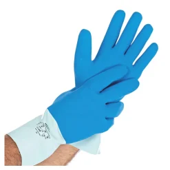 Hygostar Hold Chemikalienschutzhandschuhe mit Latex-Beschichtung blau, VE 10 Paar
