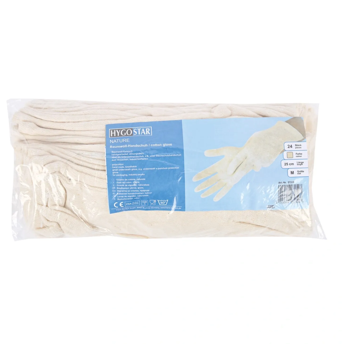 Hygostar Nature Baumwollhandschuhe natur, VE 1200 Stück