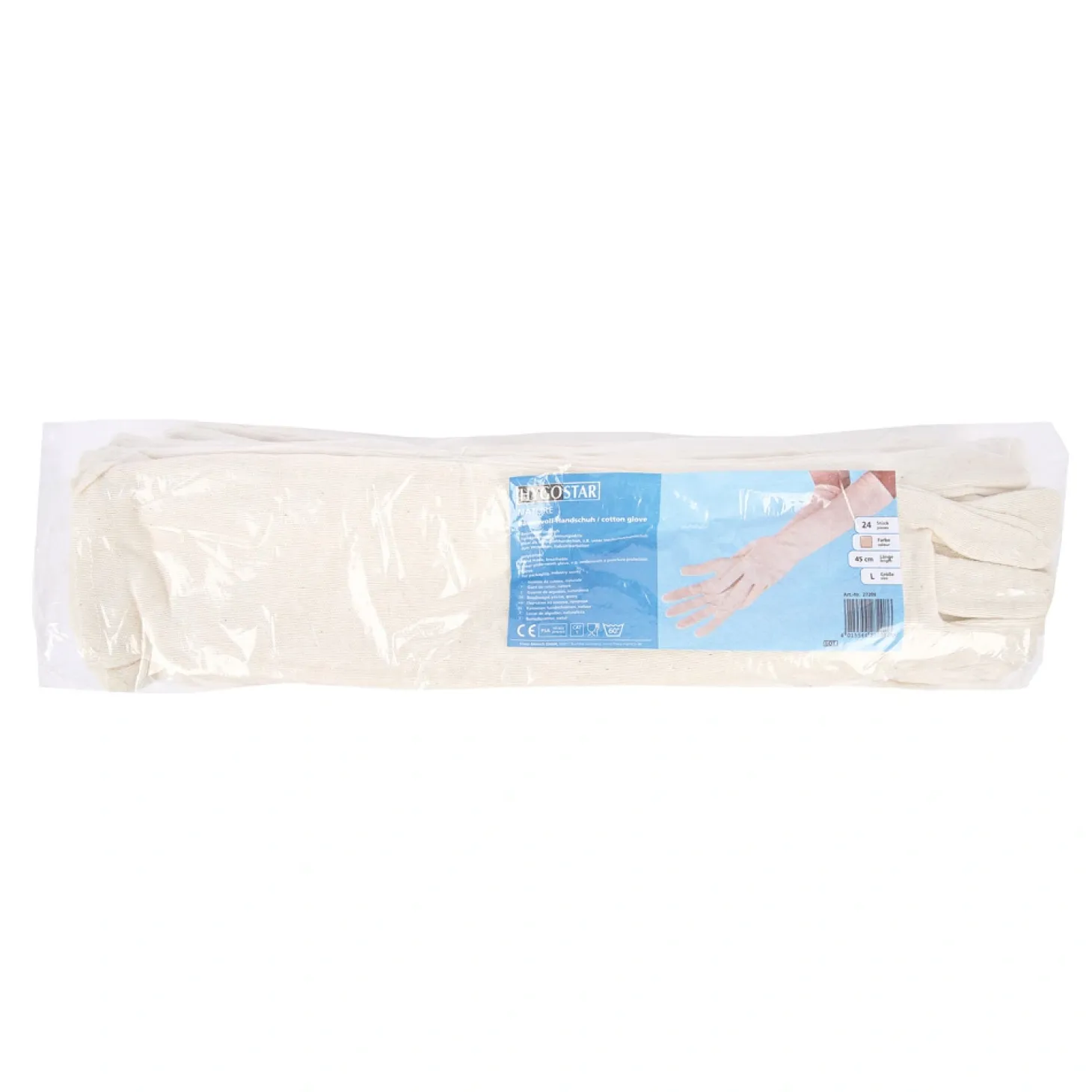 Hygostar Nature Extra Long Baumwollhandschuhe natur, VE 600 Stück