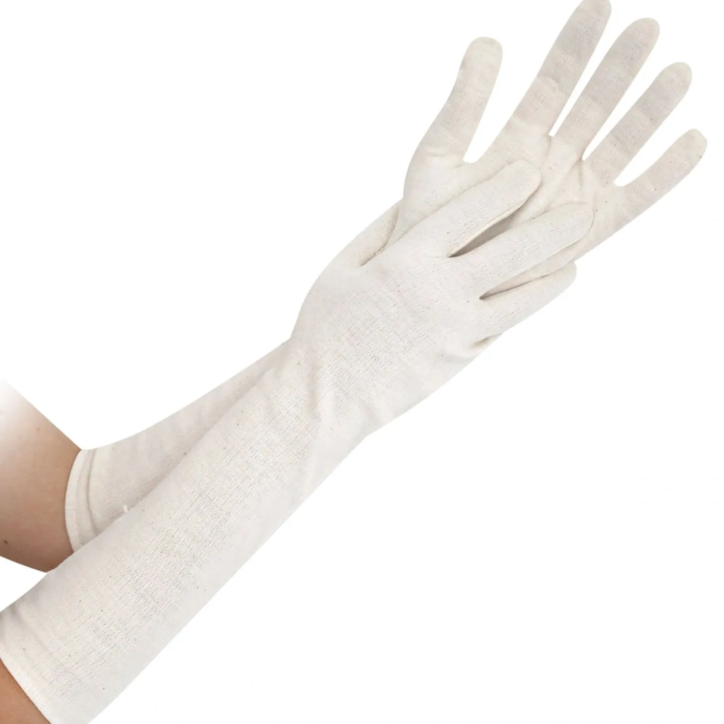 Hygostar Nature Extra Long Baumwollhandschuhe natur, VE 600 Stück