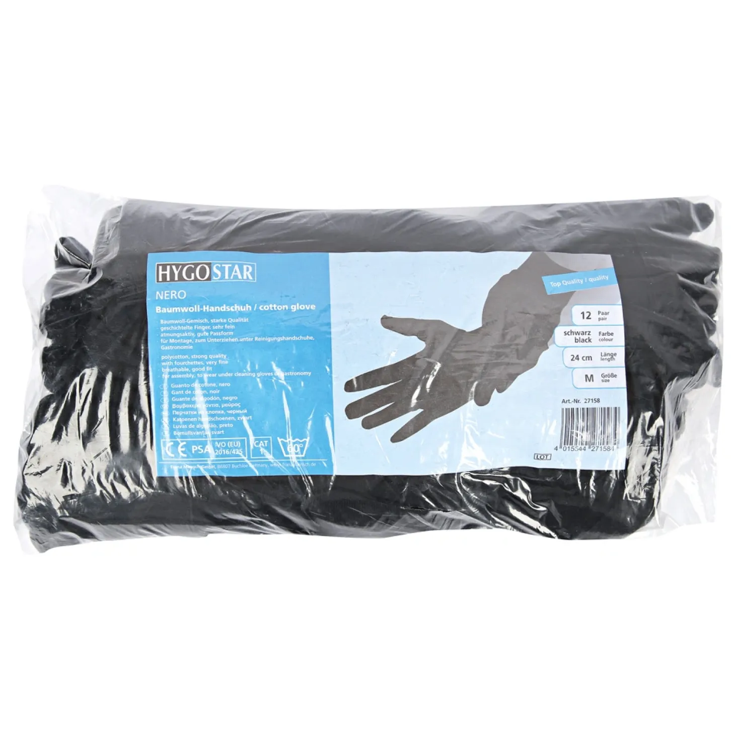 Hygostar Nero Baumwollhandschuhe schwarz, VE 300 Paar