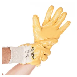 Hygostar Nitril Grip Arbeitshandschuhe mit Nitril-Beschichtung natur/gelb