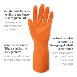 Hygostar Nova Super 70 Chemikalienschutzhandschuhe mit Latex-Beschichtung orange, VE 24 Paar