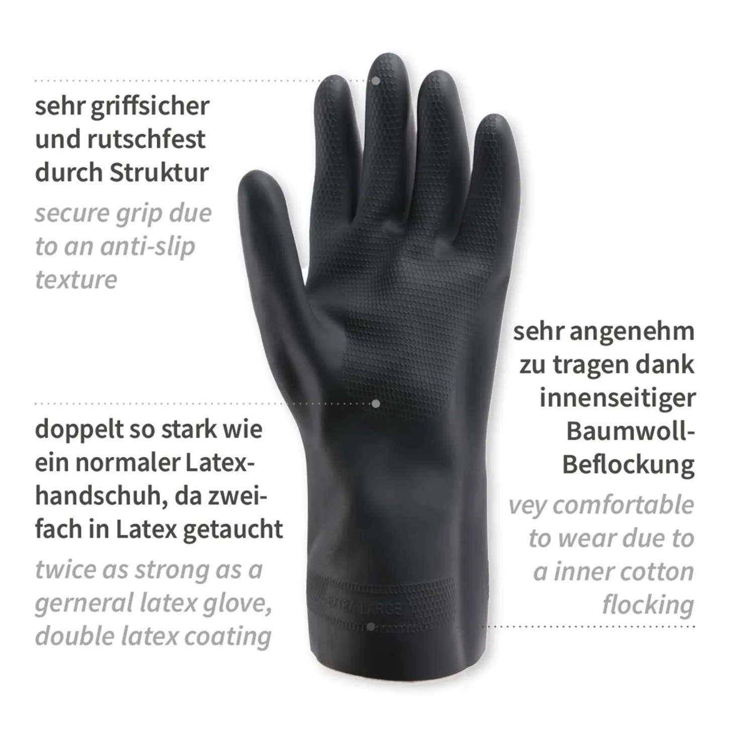 Hygostar Nova Super 75 Chemikalienschutzhandschuhe mit Latex-Beschichtung schwarz, VE 50 Paar