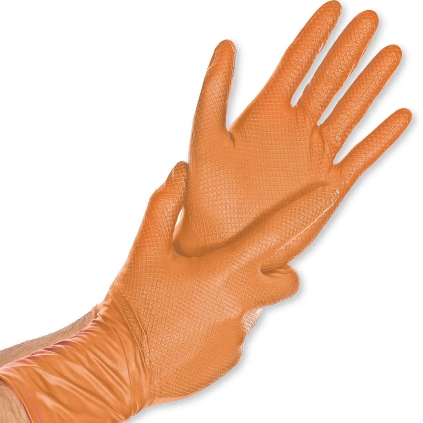 Hygostar Power Grip Long Nitrilhandschuhe orange puderfrei, VE 500 Stück