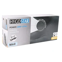 Hygostar Power Grip Long Nitrilhandschuhe schwarz puderfrei, VE 500 Stück